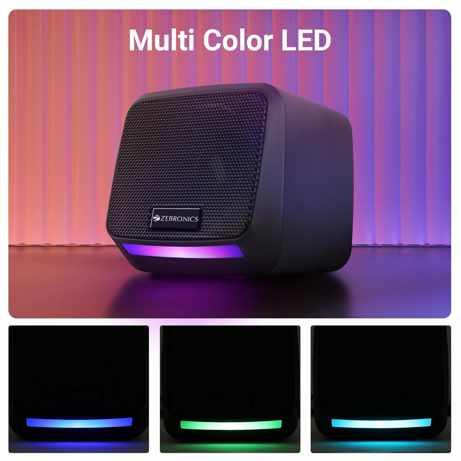 ZEBRONICS Igloo 1, 2.0 USB Computer Speakers, 8 Watts, Multicolor LED, USB Powered, AUX, Volume Control Pod for PC, Laptops, Desktop - Image 6