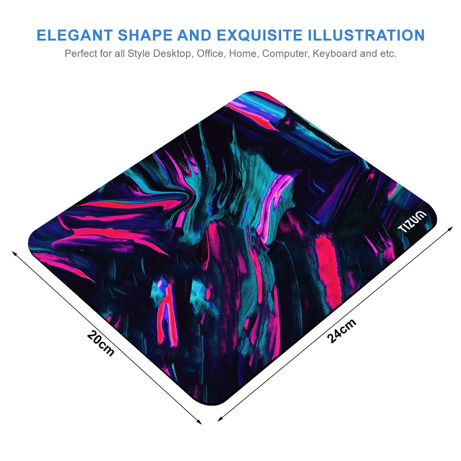 Tizum Mouse Pad Computer Mouse Mat with Anti-Slip Rubber Base & Smooth Mouse Control with Spill-Resistant Surface for Laptop, Notebook, MacBook Pro, Gaming Computer (9.4*7.9 Inches), Beta (Multicolor) - Image 3