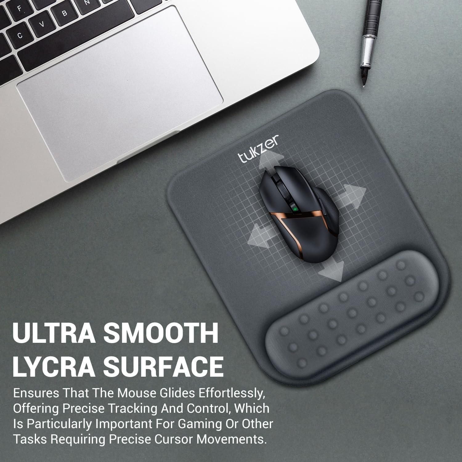 Tukzer Gel Mouse Pad Wrist Rest Memory-Foam Ergonomic Mousepad| Cushion Wrist Support & Pain Relief| Suitable for Gaming, Computer, Laptop, Home & Office Non-Slip Rubber Base (Grey) - Image 4