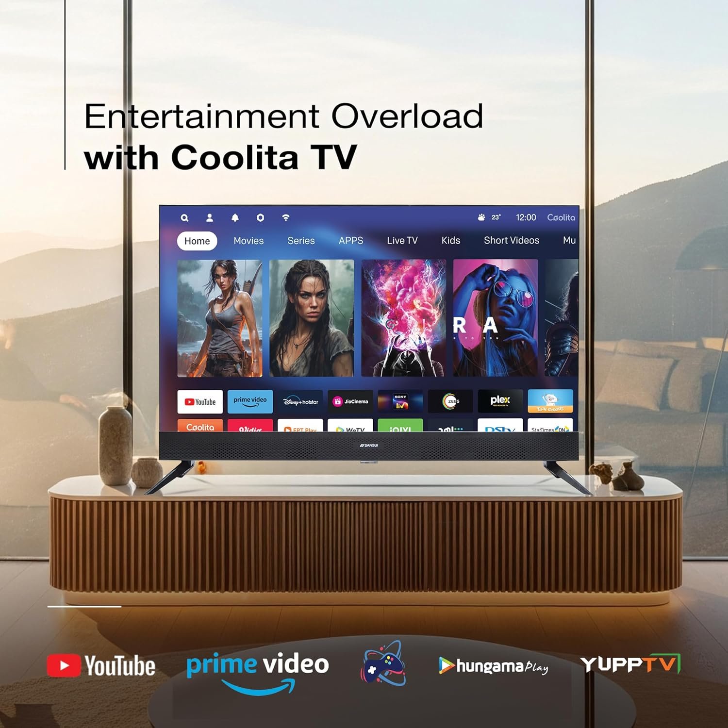 SANSUI 80 cm (32inch) HD Smart Coolita 3.0 with in Built Sound Bar, Dolby Audio, Surround Sound & A+ Panel QLED TV (JSS32CSQLED) - Image 8