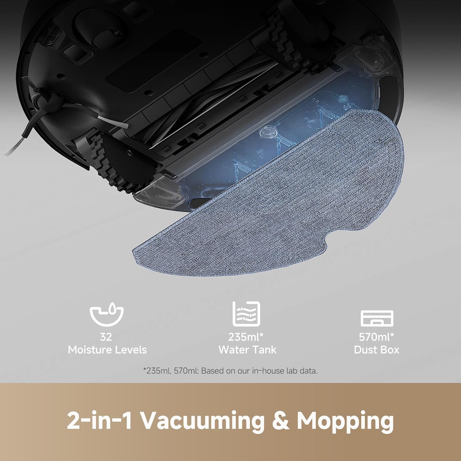 DREAME F10 Robot Vacuum and Mop Combo, 13,000Pa Suction, 300min Runtime, Smart LiDAR Navigation, 2-in-1 Cleaning & Voice Control with App, Black - Image 6