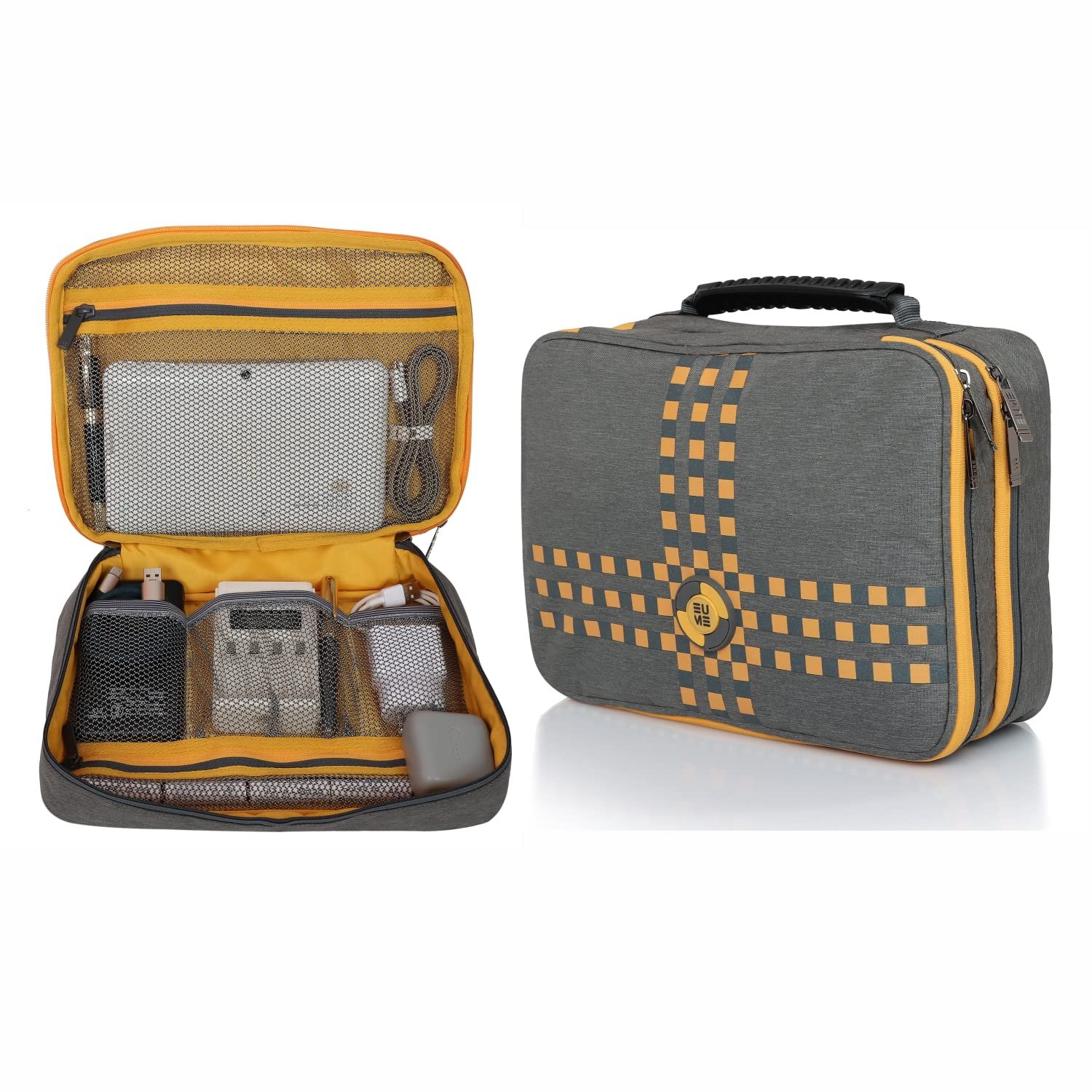 EUME Fixa 2 Compartment Electronic Accessories Organizer & Travel Gadget Bag for Men & Women (Grey) - Image 2