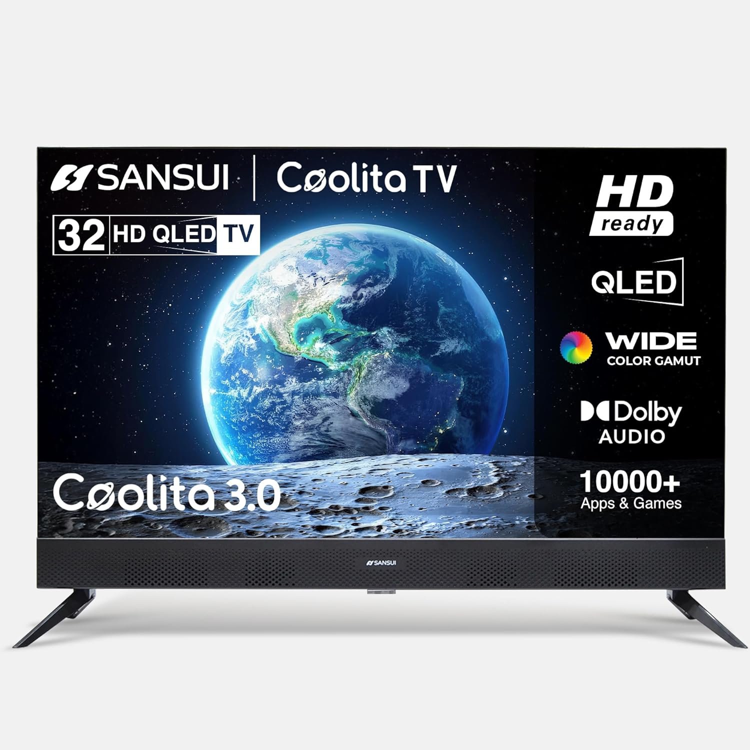 SANSUI 80 cm (32inch) HD Smart Coolita 3.0 with in Built Sound Bar, Dolby Audio, Surround Sound & A+ Panel QLED TV (JSS32CSQLED) - Image 2