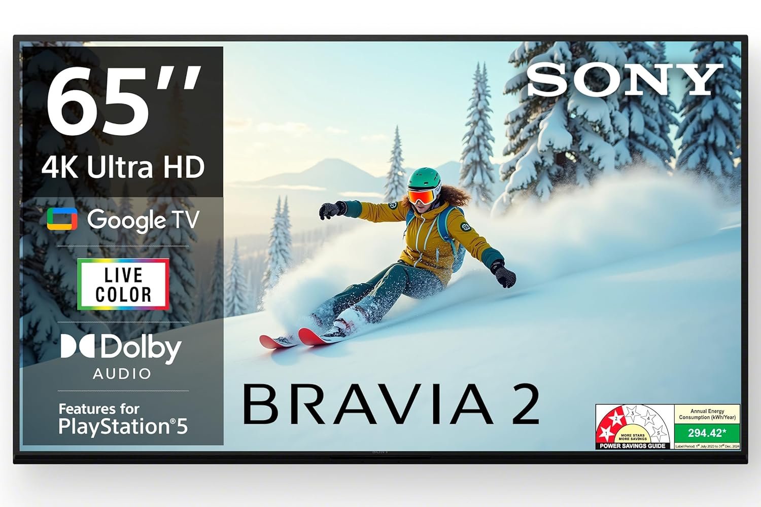 Sony 164 cm (65 inches) BRAVIA 2 4K Ultra HD Smart LED Google TV K-65S25B (Black)-2 Years Warranty for Limited Period - Image 2
