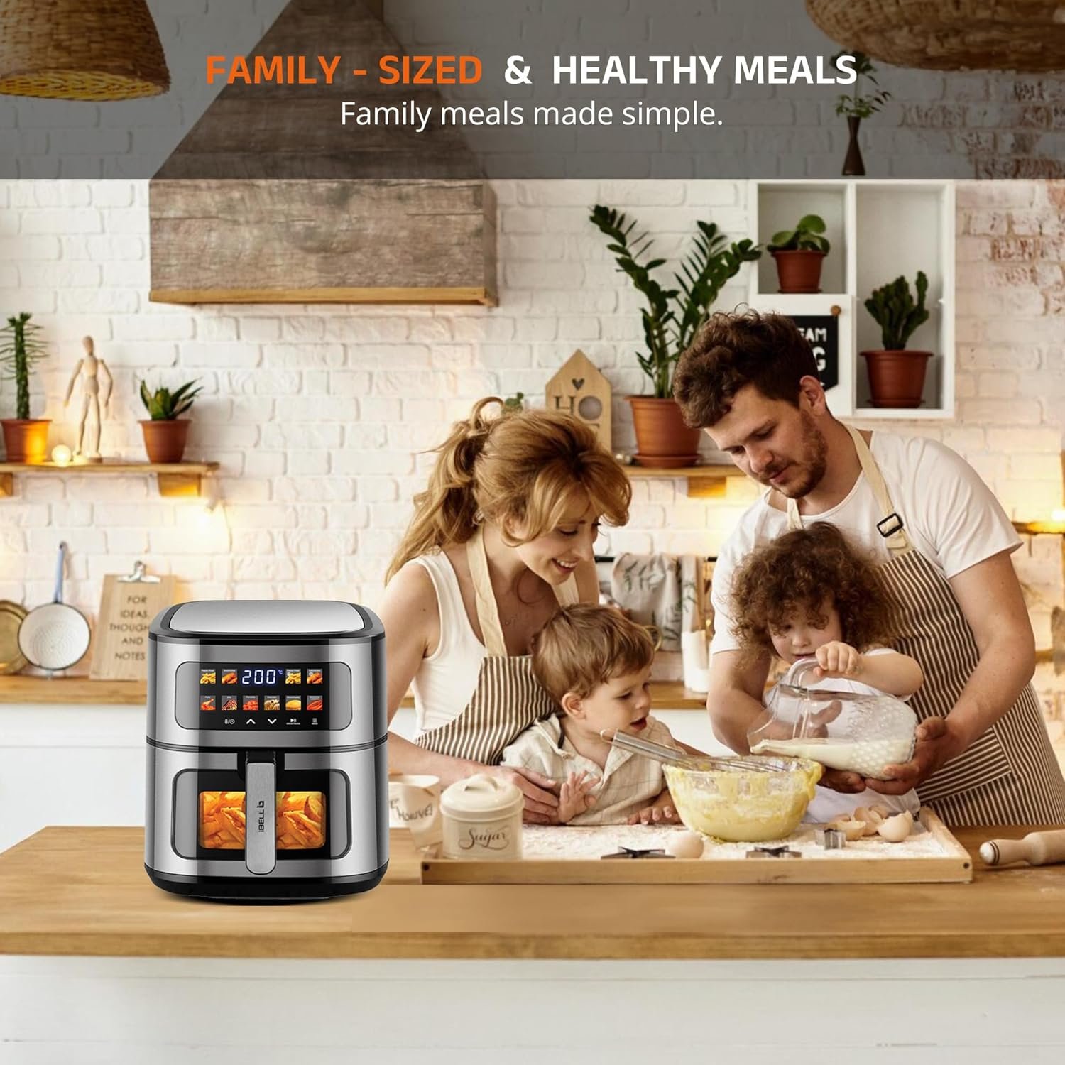 iBELL AEROFRY800 Air Fryer, 8L Capacity, 1800W, Heavy duty, 10 Preset Menu, Touch screen, Multiple Cooking Options, Dishwasher Safe, Non-stick Coating, (Black) - Image 8