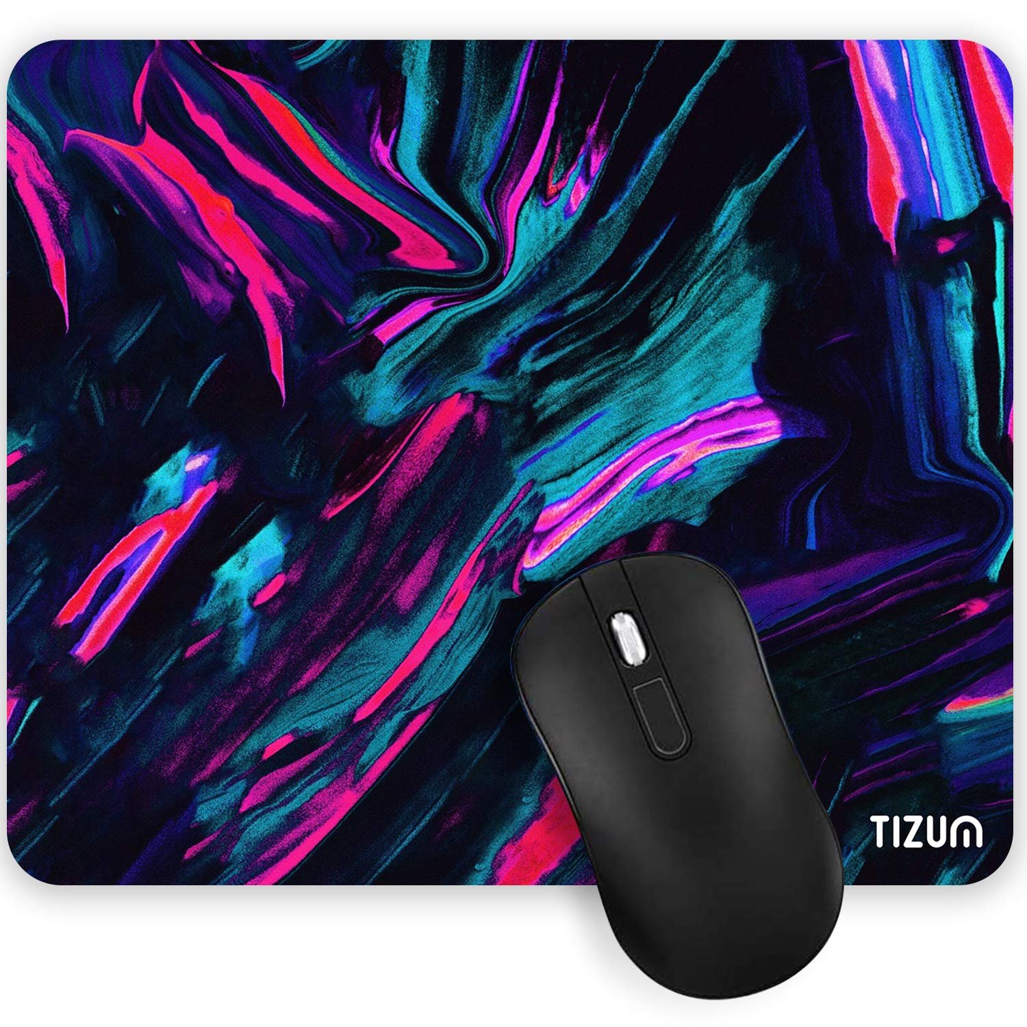 Tizum Mouse Pad Computer Mouse Mat with Anti-Slip Rubber Base & Smooth Mouse Control with Spill-Resistant Surface for Laptop, Notebook, MacBook Pro, Gaming Computer (9.4*7.9 Inches), Beta (Multicolor) - Image 2