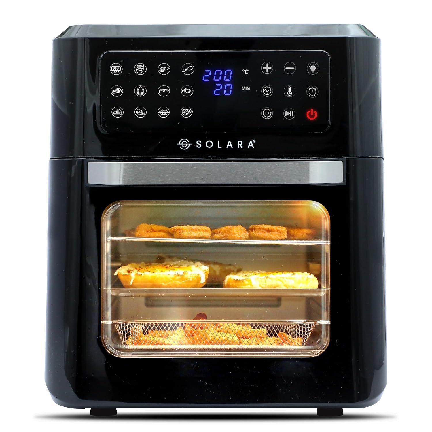 SOLARA 12L Air Fryer Oven for Home Kitchen, 1800W OTG Air Fryer Oven 12 Litre with 12 Presets, 6 Accessories, Grill, Roast, Bake, Reheat, AirFryer OTG, XX-Large, Recipe E-book, 1 Year Warranty, Black - Image 2