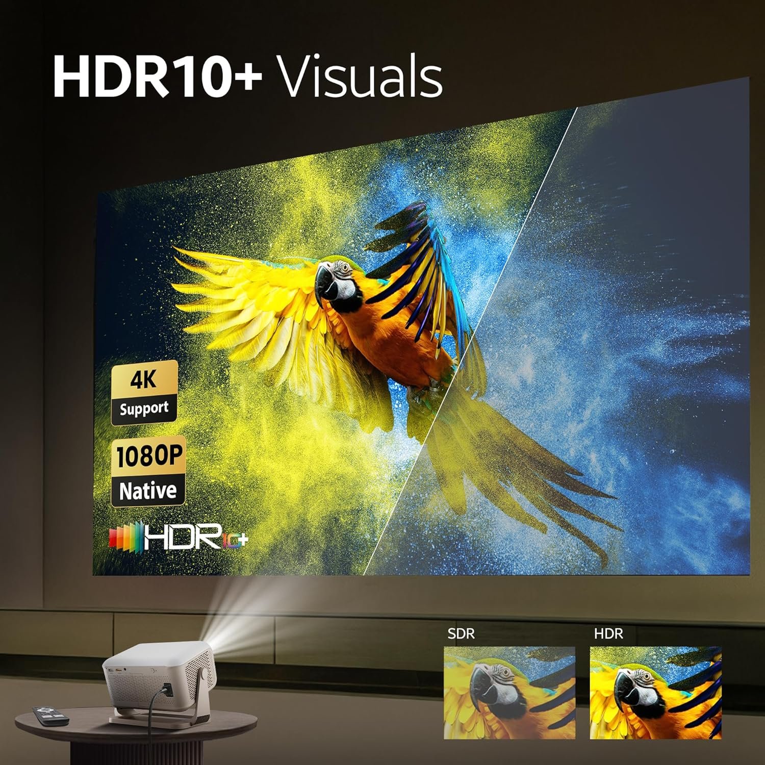 Crossbeats Lumex Cine Smart Home Projector 4k Ultra HD, Native 1080p, Mini Projector for Room,16000 Lumens Android OS, Built-in - Netflix, Prime, YouTube, Portable, Speaker, WiFi, 300" Display Cinema - Image 5